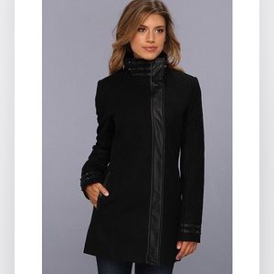 Circus by Sam Edelman Studded Wool Coat with Faux Leather Trim